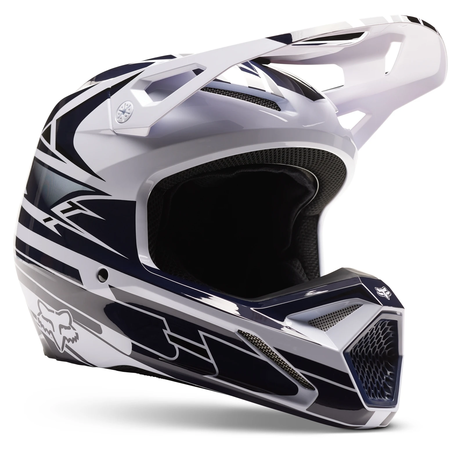 Fox Racing V1 Goat Strafer Helmet Navy Blue / LG [Open Box] - Image 2